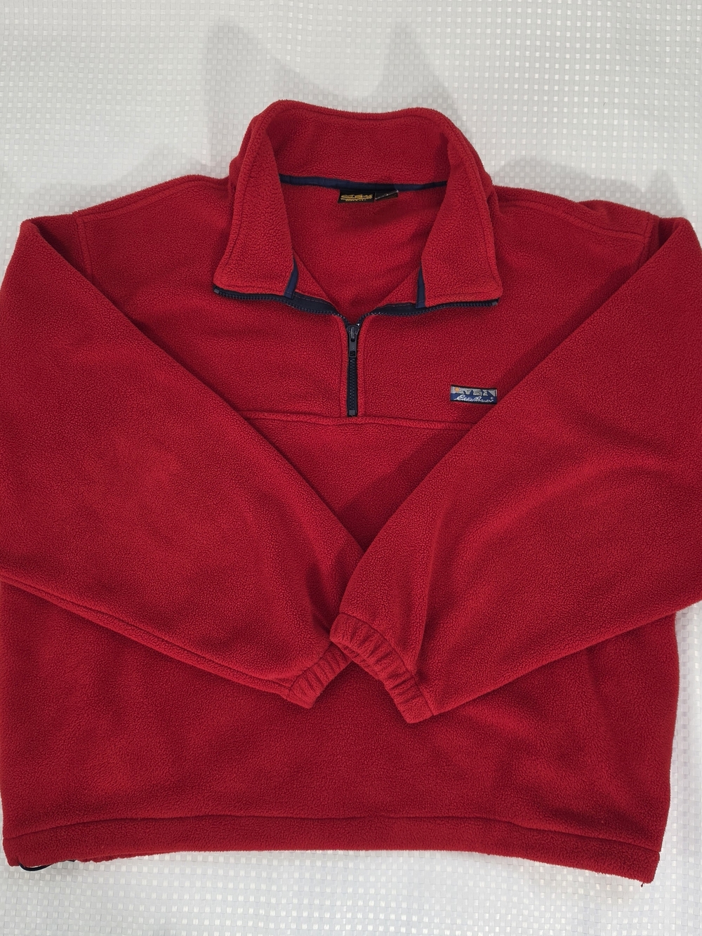 Vintage 90s Eddie Bauer Fleece Pullover Quarter Zip Red Men's XL Mountain Tag